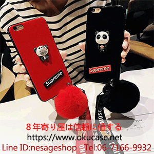 シュプリーム Iphone Xケース 毛玉 Supreme Iphone8 7 Iphone8plus カバー 熊 ストラップ付き